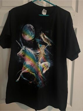 Fruit of the Loom Black Kids Unicorn and Space Cats Graphic Tee
